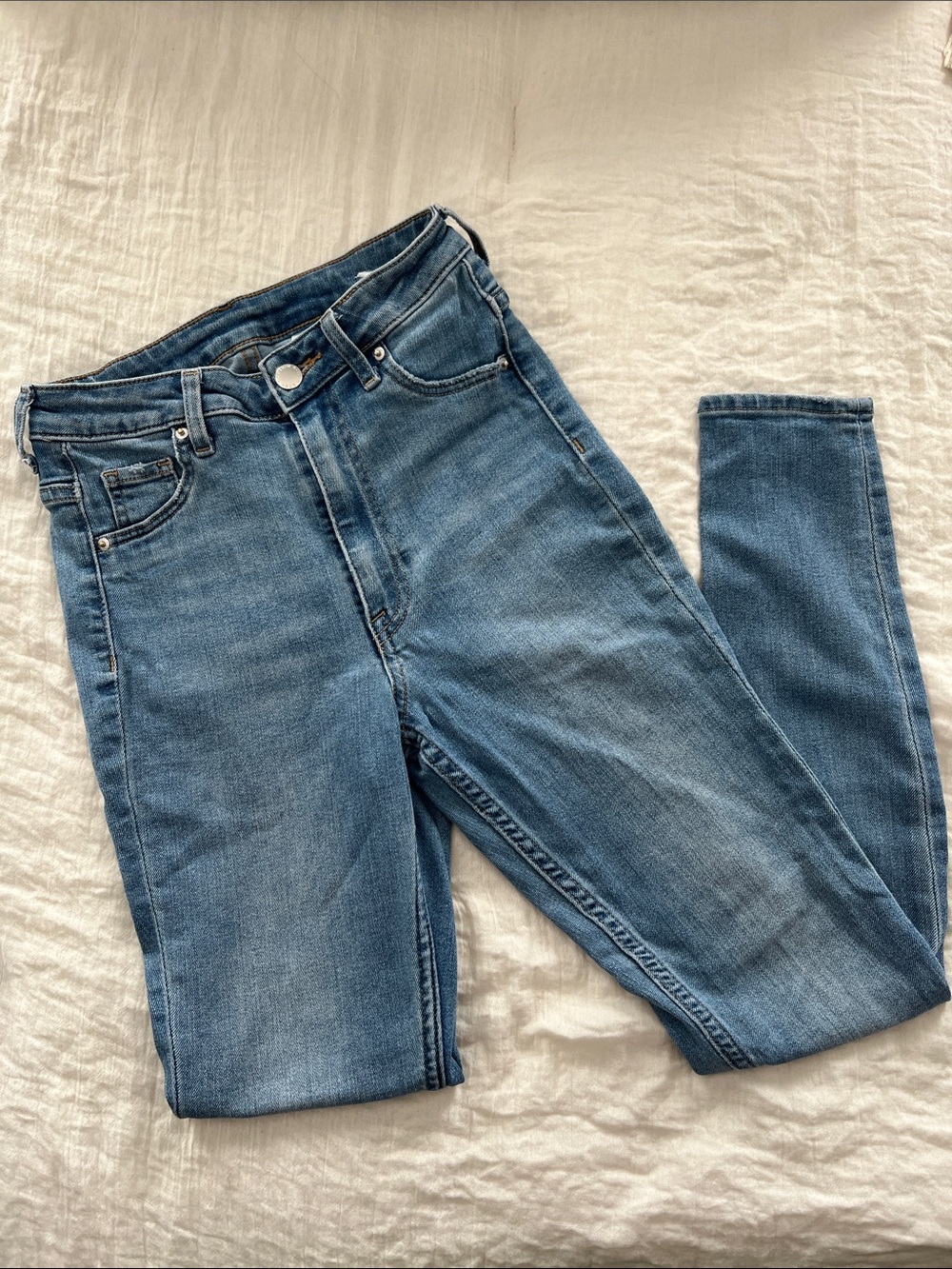 H&M High-Rise Medium Blue Slim Jeans